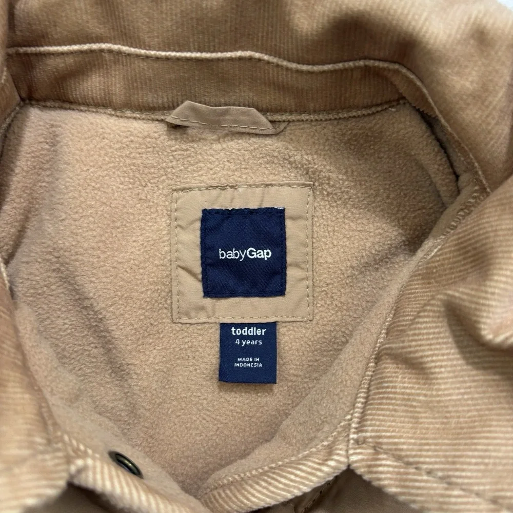 Baby Gap Quilted Corduroy Trim Barn Jacket Toddler Size 4T Tan Camel Girl Chore‎